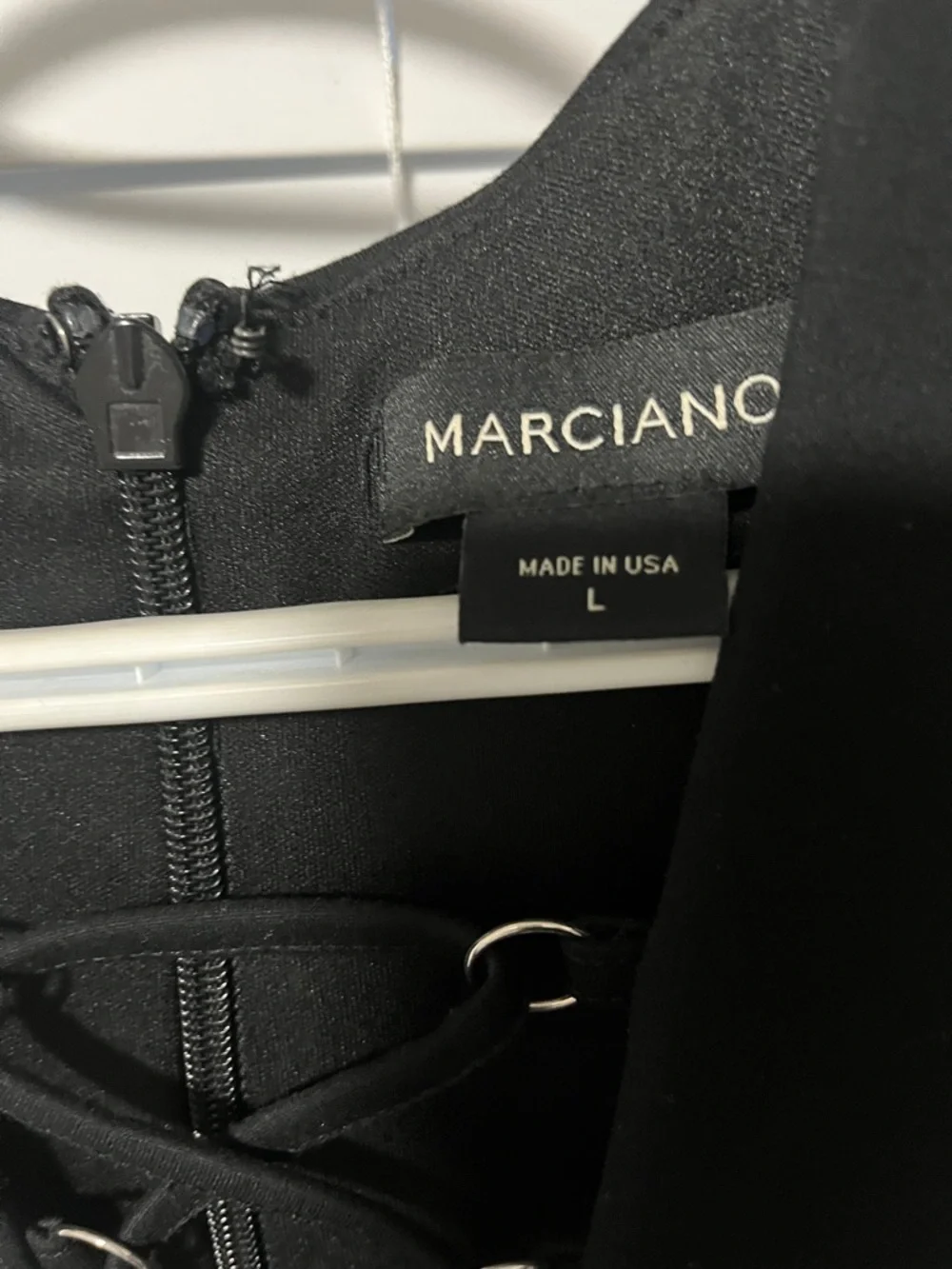 Marciano Black Lace-Up V-Neck Midi Dress - Picture 2 of 3